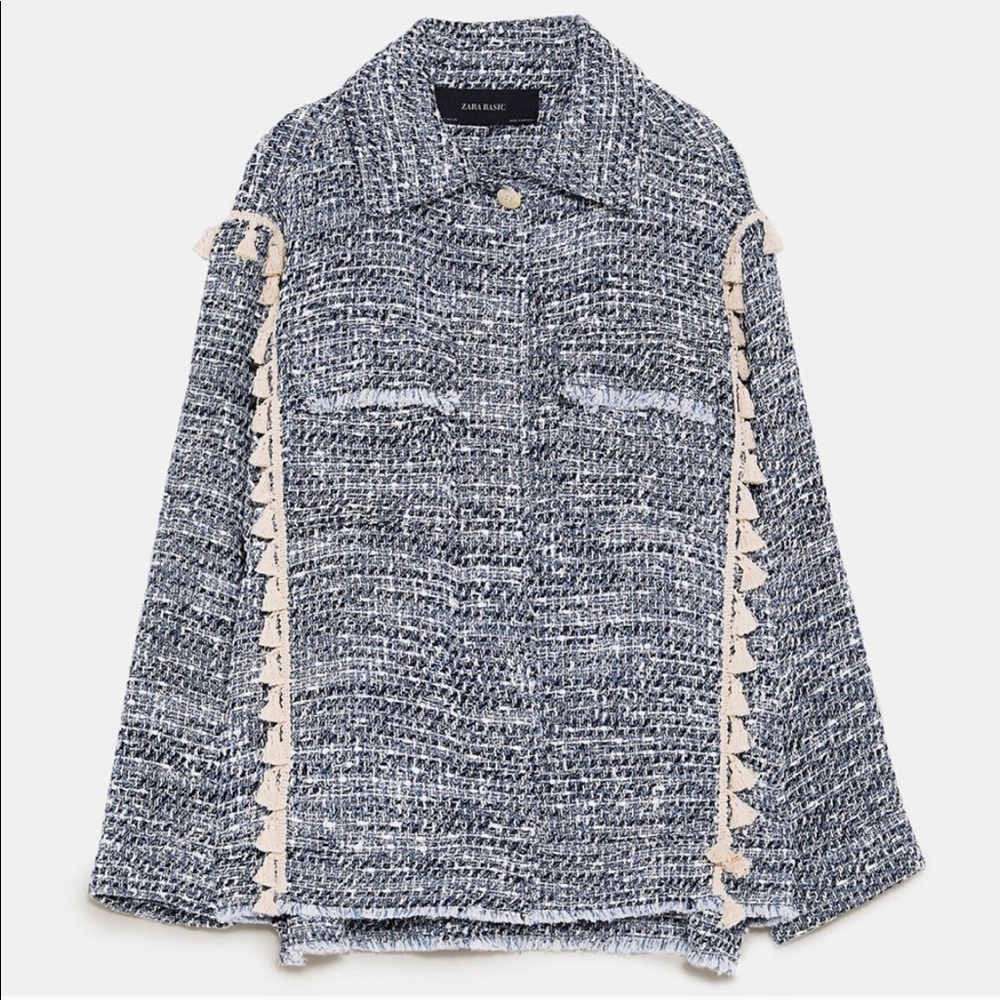 Zara tweed jacket with tassels sz M - Picture 8 of 15